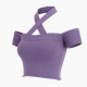 Halter Tops Knitted Off Shoulder Crop Tops Cross Strappy Sexy Tank Tops Summer Y2K Camis for