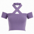 Halter Tops Knitted Off Shoulder Crop Tops Cross Strappy Sexy Tank Tops Summer Y2K Camis for
