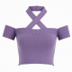 Halter Tops Knitted Off Shoulder Crop Tops Cross Strappy Sexy Tank Tops Summer Y2K Camis for