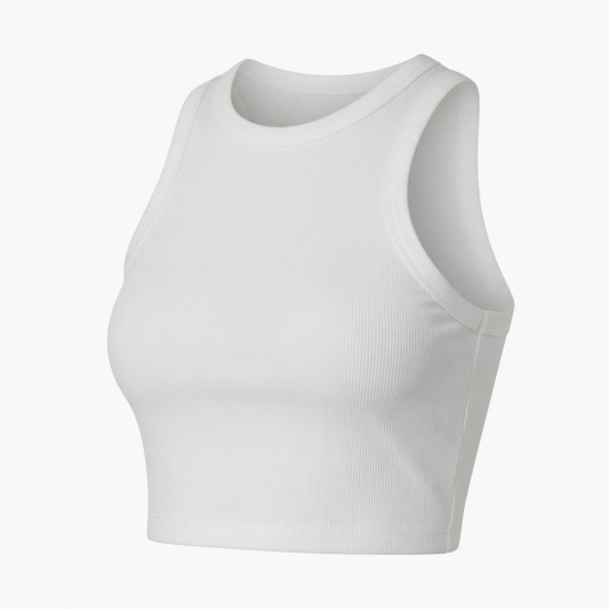 Vest Summer White Cotton Ribbed Crop Tshirts Crop Tank Tops Sleeveless