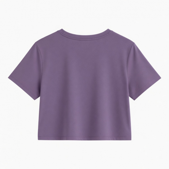 Solid Color Crop Top Casual Short Fashion Sports Wear Short-sleeved T-shirt