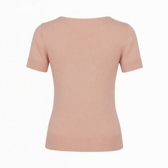 Summer Short Sleeved T-Shirts High Waisted Tight Fitting Tops Sexy Exposed O-Neck Casual Knitted