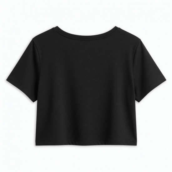 Casual Summer Crop Top Solid Short Sleeve Workout Crop Blouse Tee T-Shirt Print Plus Size Tee