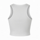 Summer Vest White Cotton Ribbed Crop Tank Top Breathable Sleeveless Racerback Bow Collar Lace Feather Crop