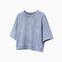 New Clothes Crop Top Print T-shirt Acid Wash Plain Loose Casual Tee Cotton t Shirt