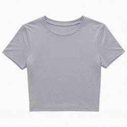 Breathable Crew Neck Crop Top T-Shirt Sports Leisure Short Sleeves Sportswear Skinny Fit Polyester/Rayon All