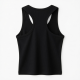 Summer Fitness Tank Tops Breathable Knitted Ribbed Casual Short Length Black Color