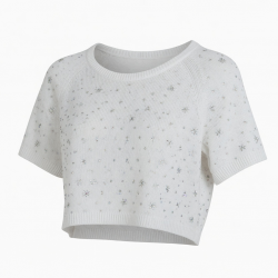 Summer Collection Breathable White Rhinestone Knitted Crop Top for Heat-Transfer Tank Top FREE