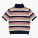 Half Turtleneck Striped Short Sleeve Crop Top Slim Fit Soft Breathable Knitted Blouse Casual Wear Multi-Color