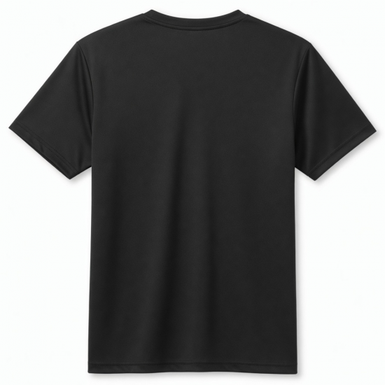 Deep V-Neck T-Shirt Polyester Quick Dry Summer Tops with Breathable Feature Solid Black Pattern180-day