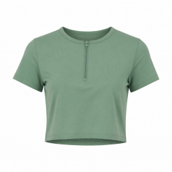 Slim Fit Crop Top T-Shirts Solid Color Casual Stylish Eco-Friendly Zip up Lightweight Breathable T-shirts