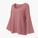 Breathable Knit Long Sleeve U Neck Flare Sleeve Loose Fit Solid Color Pullover Top Spring Summer Autumn