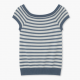 Striped Knit Tank Top with Off-Shoulder Design & Button Accent, Slim Fit